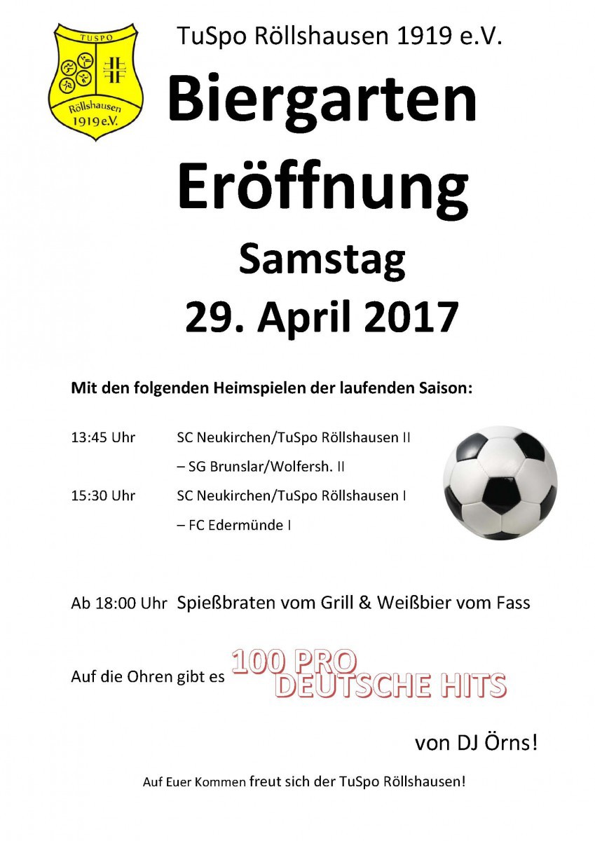 29. April: Heimspiele und Biergarten-Eröffnung!