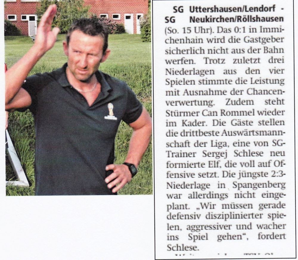 HEUTE: Beide SG Neukirchen/Röllsh.-Teams in Uttershausen
