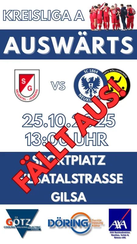 Spiel der zweiten Mannschaft in Gilsa vs SG Neuental/Jesber II fällt aus