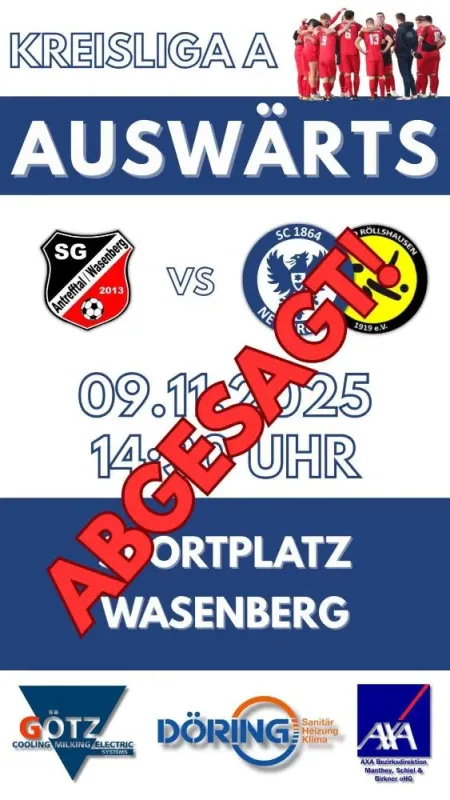 Spiel der zweiten Mannschaft vs Antrefftal/Wasenberg in Merzhausen fällt aus