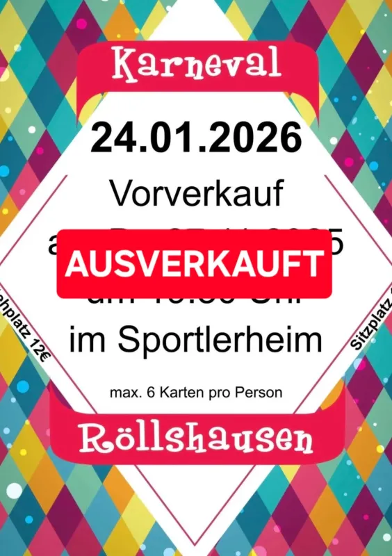 Karneval 2026 alle Karten weg !