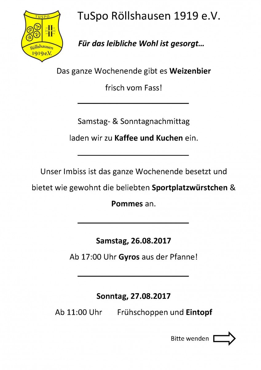 Kulinarisches am TuSpo Sportwochenende 25.-27. August