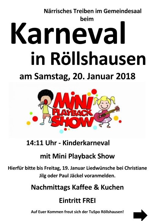 HEUTE 14:11 Uhr: TuSpo-Kinderkarneval + Mini Playback Show