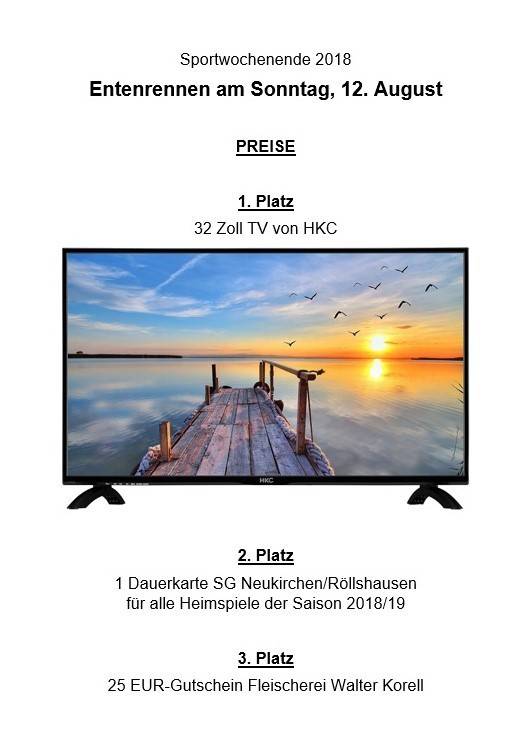 Entenrennen 2018: 1.Preis 32 Zoll TV