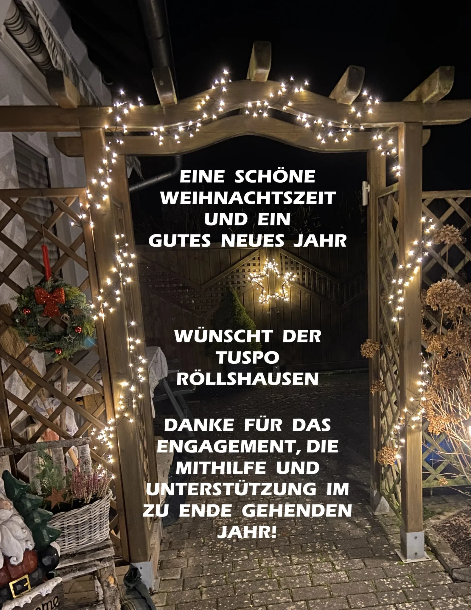 Weihnachtsgruß und Neujahrswünsche und Dank für das Engagement