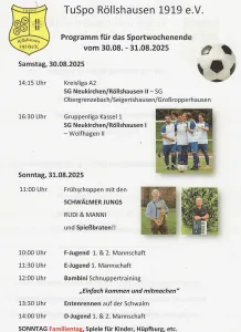 TuSpo Röllshausen Sportwochenende -Samstag 30. und Sonntag 31.August 2025
